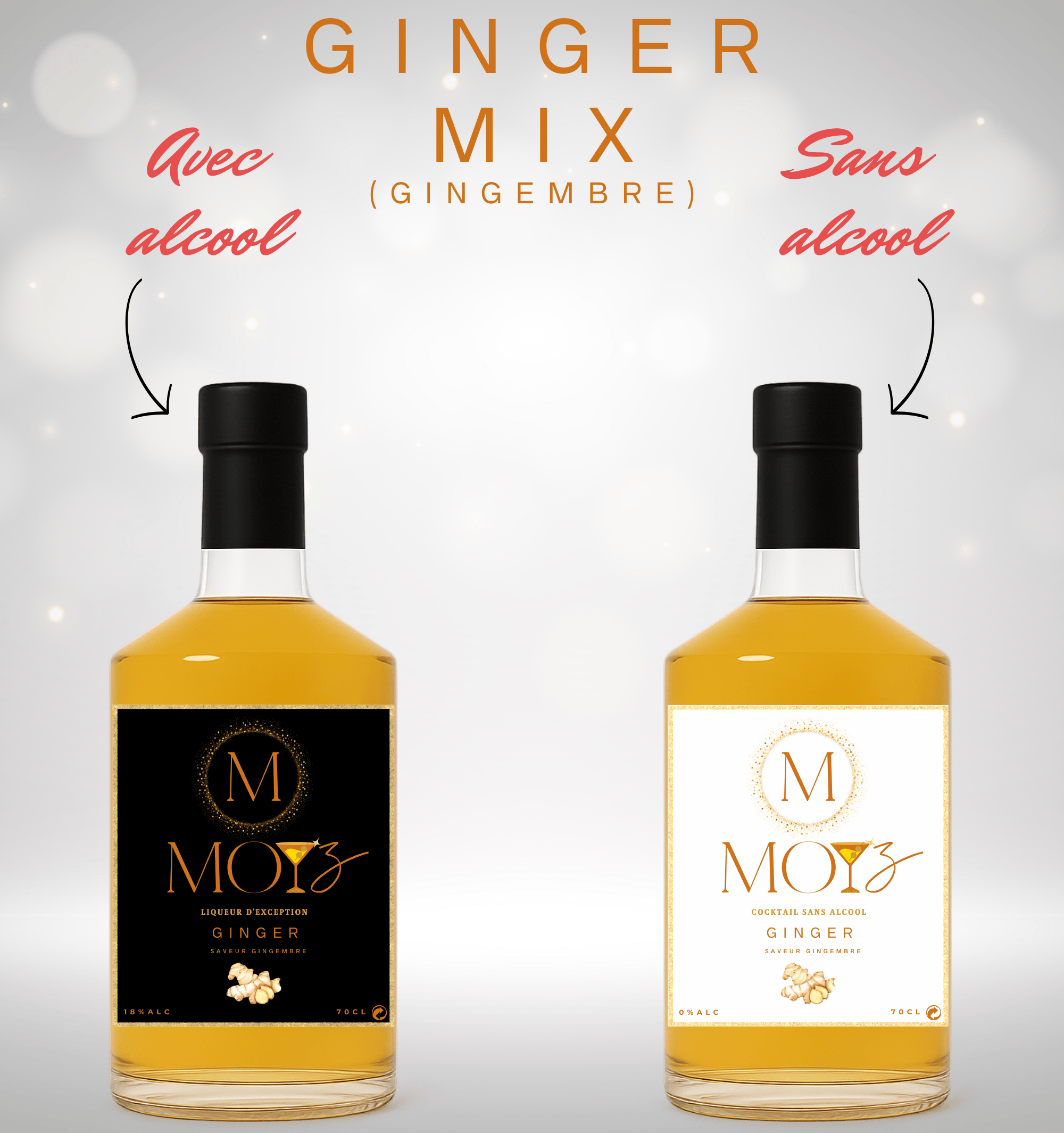 GINGER MIX - Pack Duo Intense au Gingembre : Liqueur & Cocktail Sans Alcool